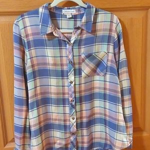 Coldwater Creek Plaid Button down Flannel Shirt